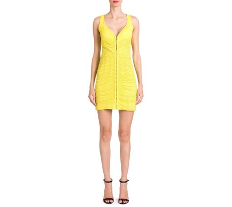 versace yellow mini dress|Versace embellished dress.